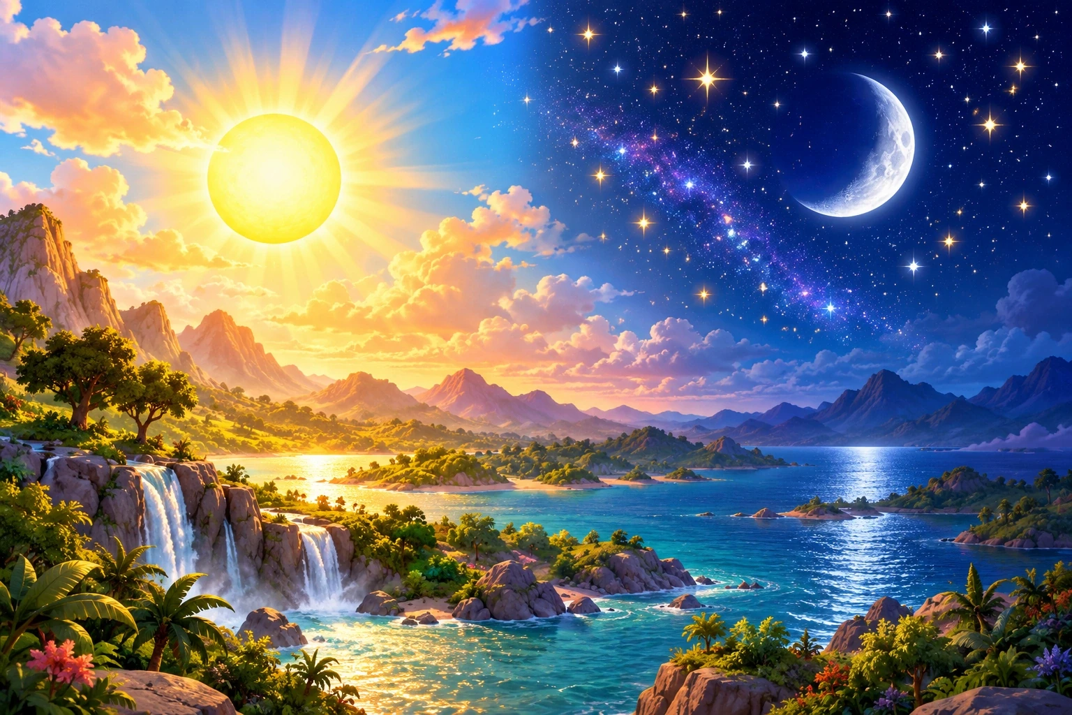 Sun, moon and stars