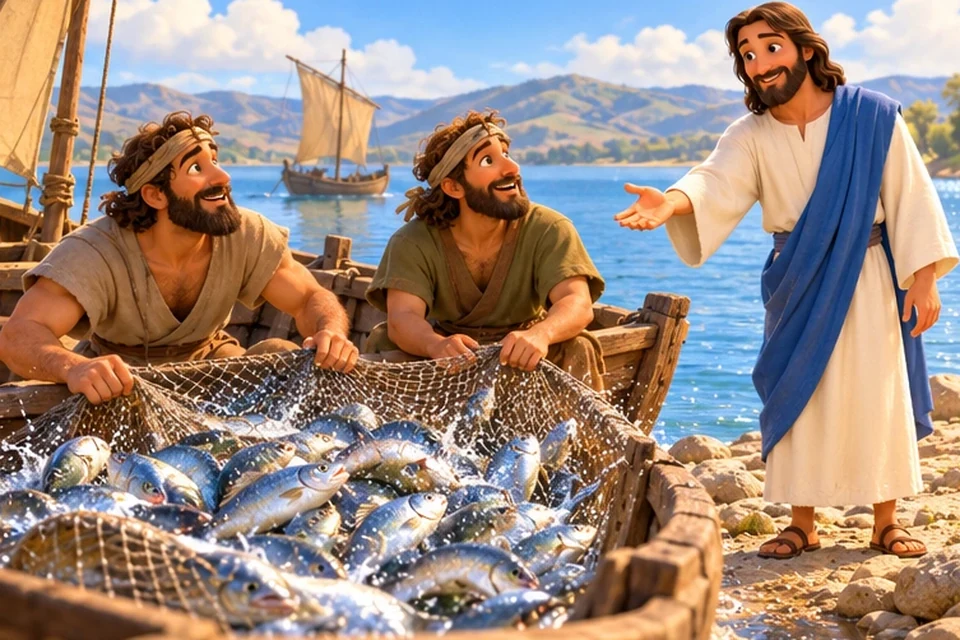 Fishing boats on the Sea of Galilee.